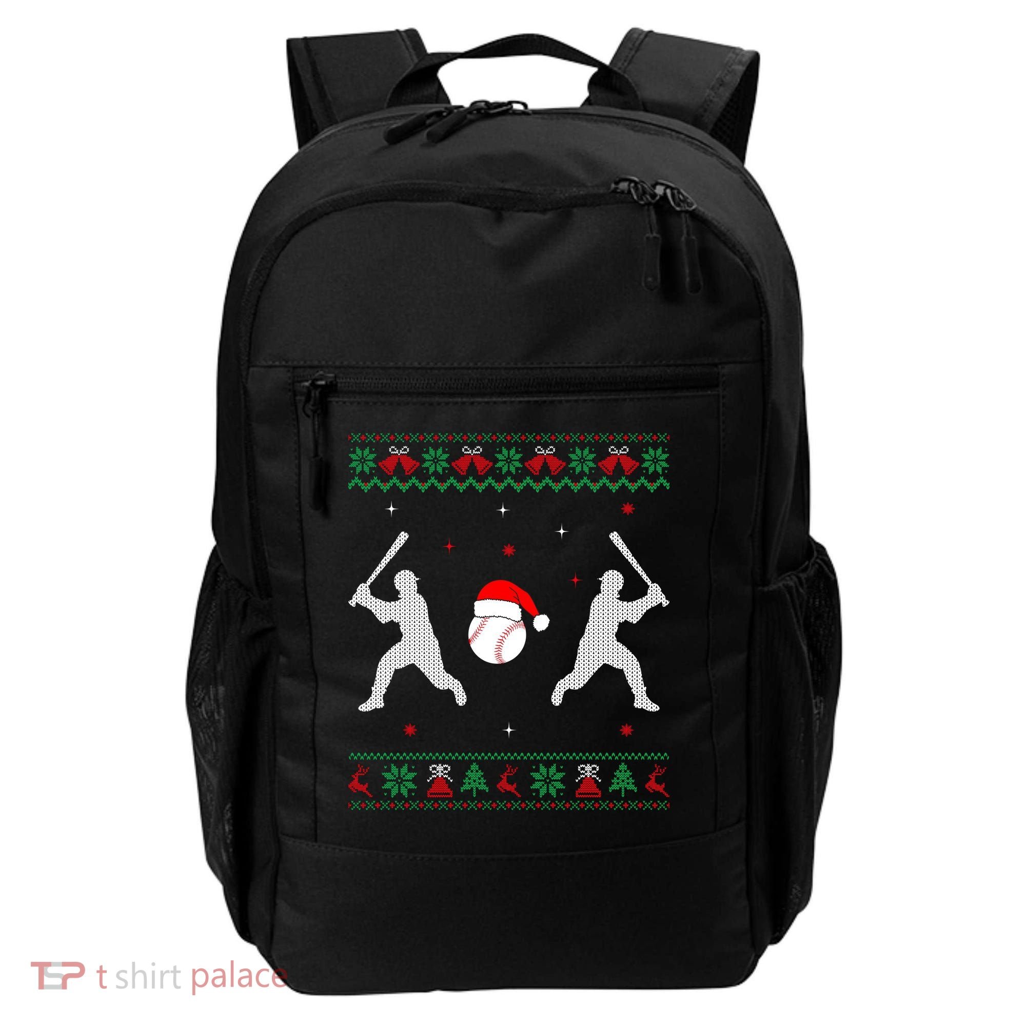 Funny Baseball Ugly Christmas Sweater Xmas Baseball Player Backpack
