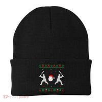 Funny Baseball Ugly Christmas Sweater Xmas Baseball Player Beanie thumb 0