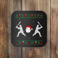 Funny Baseball Ugly Christmas Sweater Xmas Baseball Player Coaster thumb 0