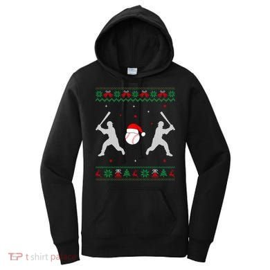 Funny Baseball Ugly Christmas Sweater Xmas Baseball Player Women's Hoodie