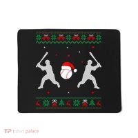 Funny Baseball Ugly Christmas Sweater Xmas Baseball Player Mousepad thumb 0