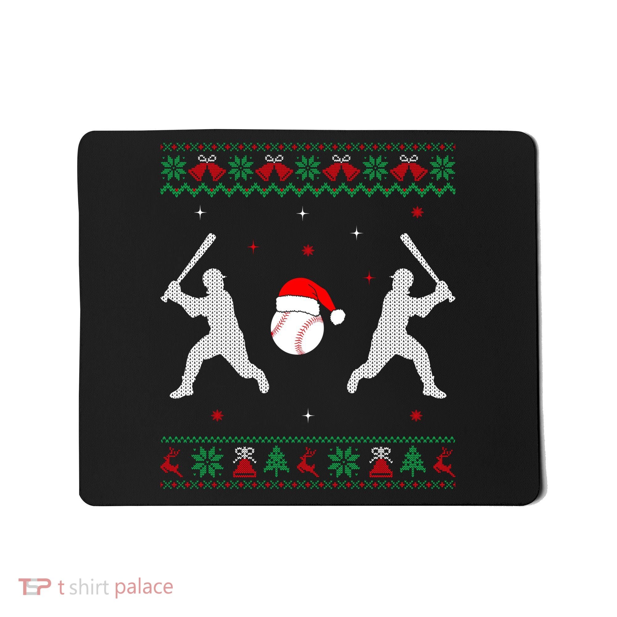 Funny Baseball Ugly Christmas Sweater Xmas Baseball Player Mousepad