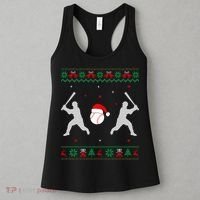 Funny Baseball Ugly Christmas Sweater Xmas Baseball Player Women's Tank Top thumb 3