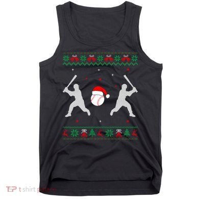 Funny Baseball Ugly Christmas Sweater Xmas Baseball Player Tank Top