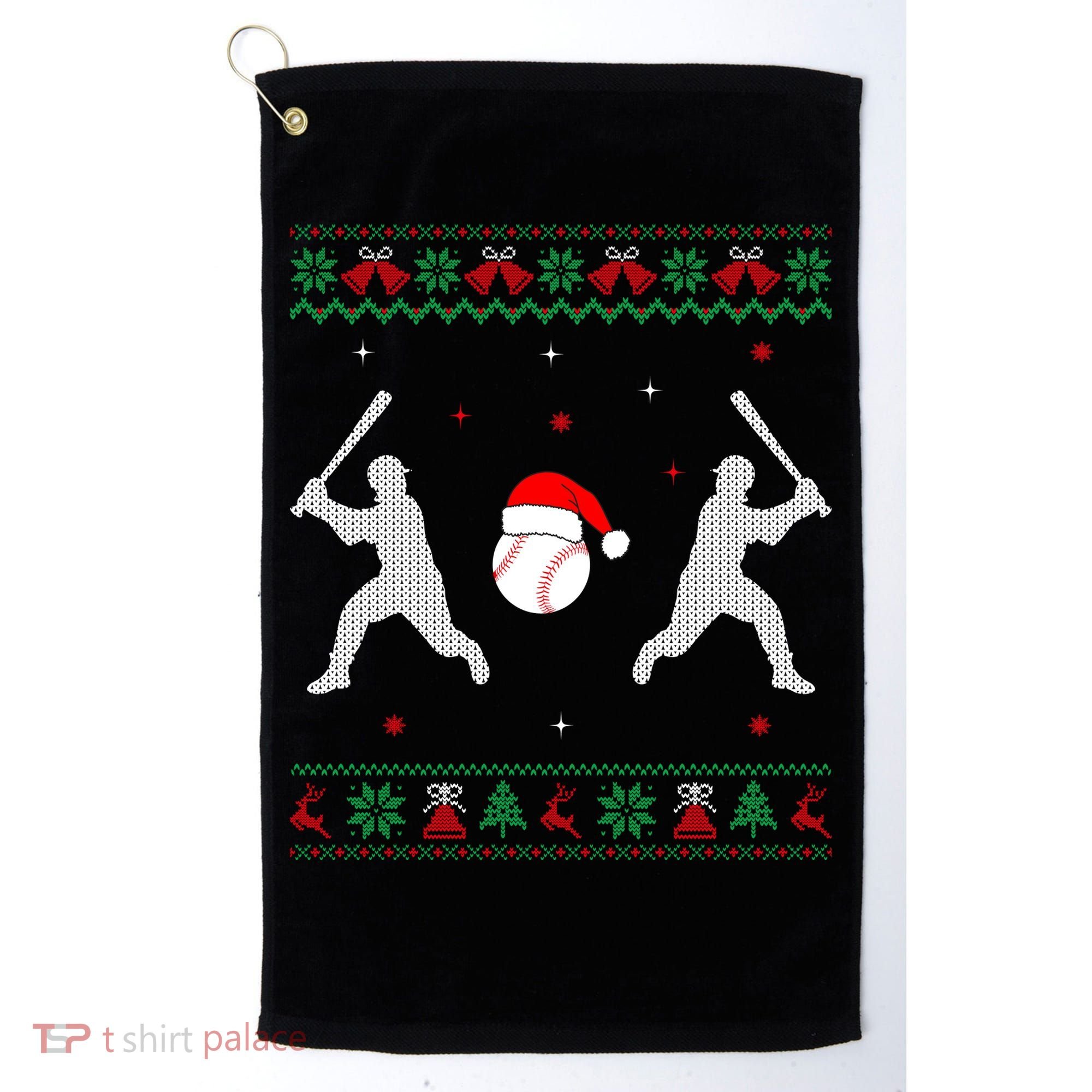 Funny Baseball Ugly Christmas Sweater Xmas Baseball Player Golf Towel