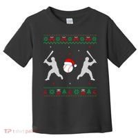 Funny Baseball Ugly Christmas Sweater Xmas Baseball Player Toddler T-Shirt thumb 0