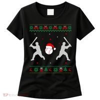 Funny Baseball Ugly Christmas Sweater Xmas Baseball Player Women's T-Shirt thumb 0