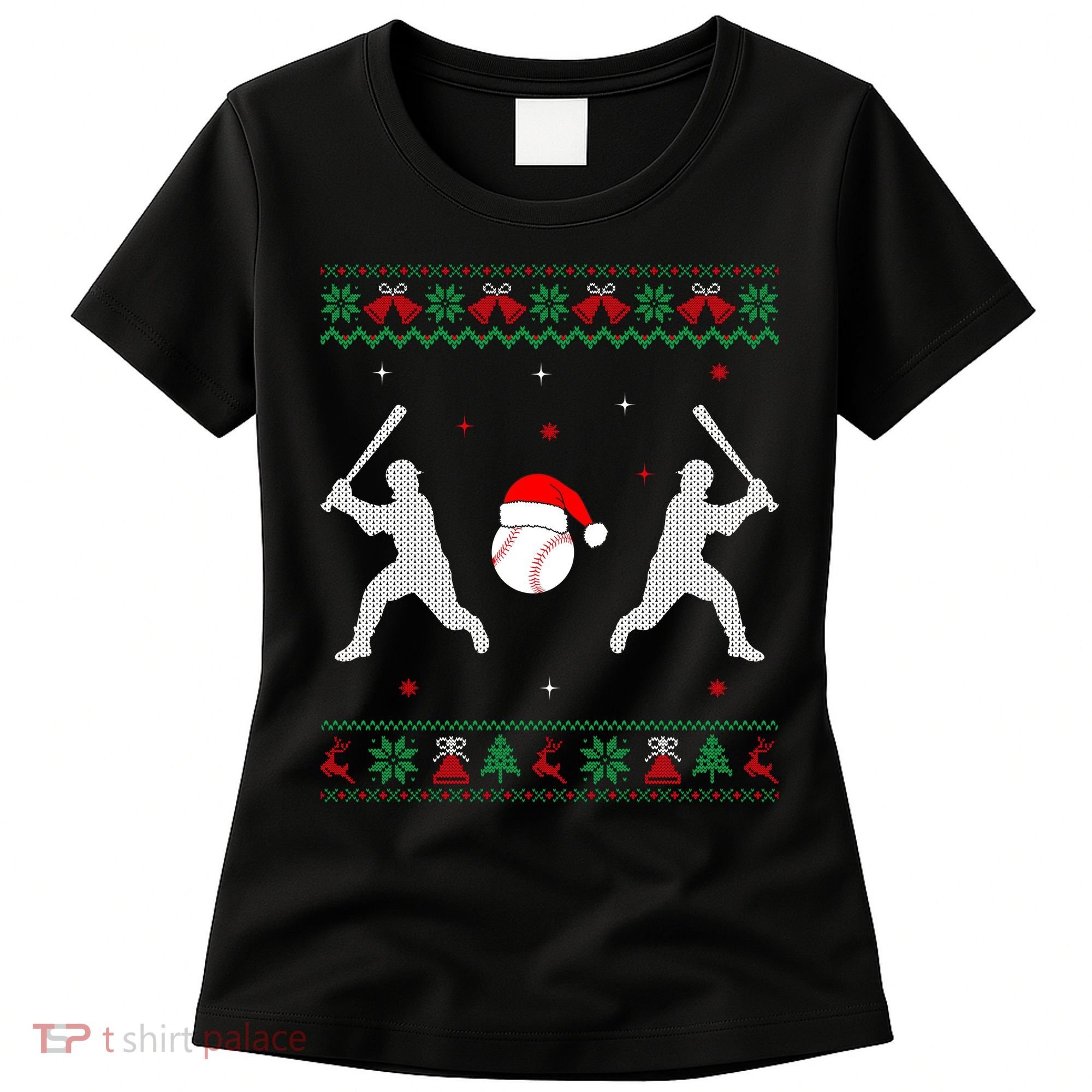 Funny Baseball Ugly Christmas Sweater Xmas Baseball Player Women's T-Shirt