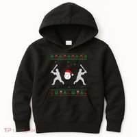 Funny Baseball Ugly Christmas Sweater Xmas Baseball Player Kids Hoodie thumb 0