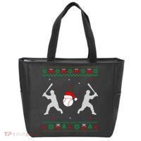 Funny Baseball Ugly Christmas Sweater Xmas Baseball Player Tote Bag thumb 0