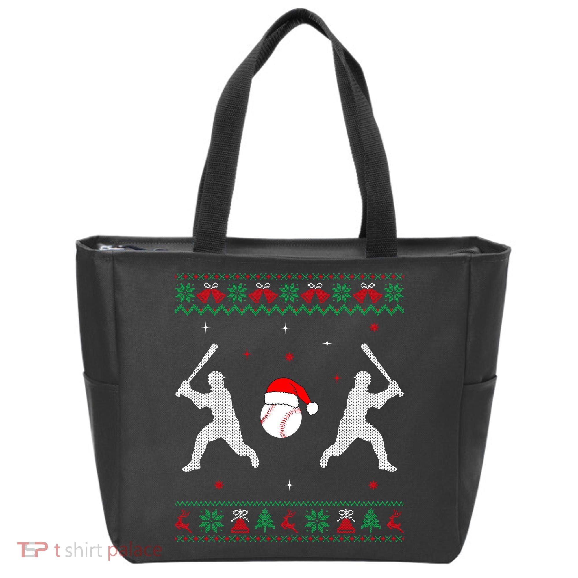 Funny Baseball Ugly Christmas Sweater Xmas Baseball Player Tote Bag