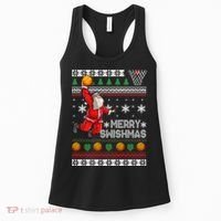 Funny Basketball Ugly Christmas Sweater Santa Merry Swishmas Women's Tank Top thumb 0