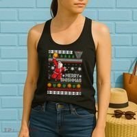 Funny Basketball Ugly Christmas Sweater Santa Merry Swishmas Women's Tank Top thumb 2