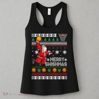 Funny Basketball Ugly Christmas Sweater Santa Merry Swishmas Women's Tank Top thumb 3
