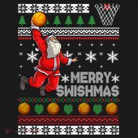 Funny Basketball Ugly Christmas Sweater Santa Merry Swishmas Women's Tank Top thumb 5