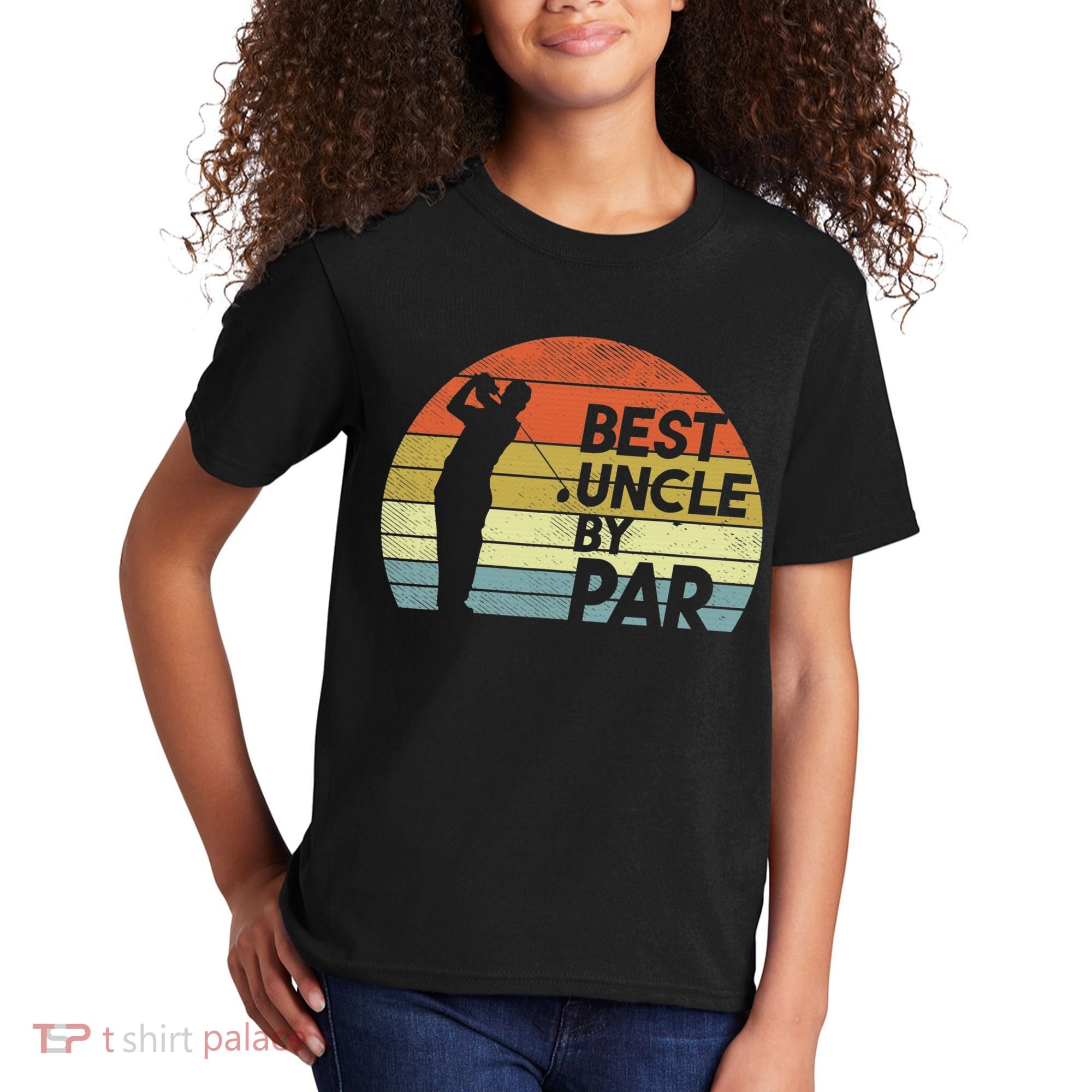 Funny Best Uncle By Par Fathers Day Golf Golfing Kids T-Shirt