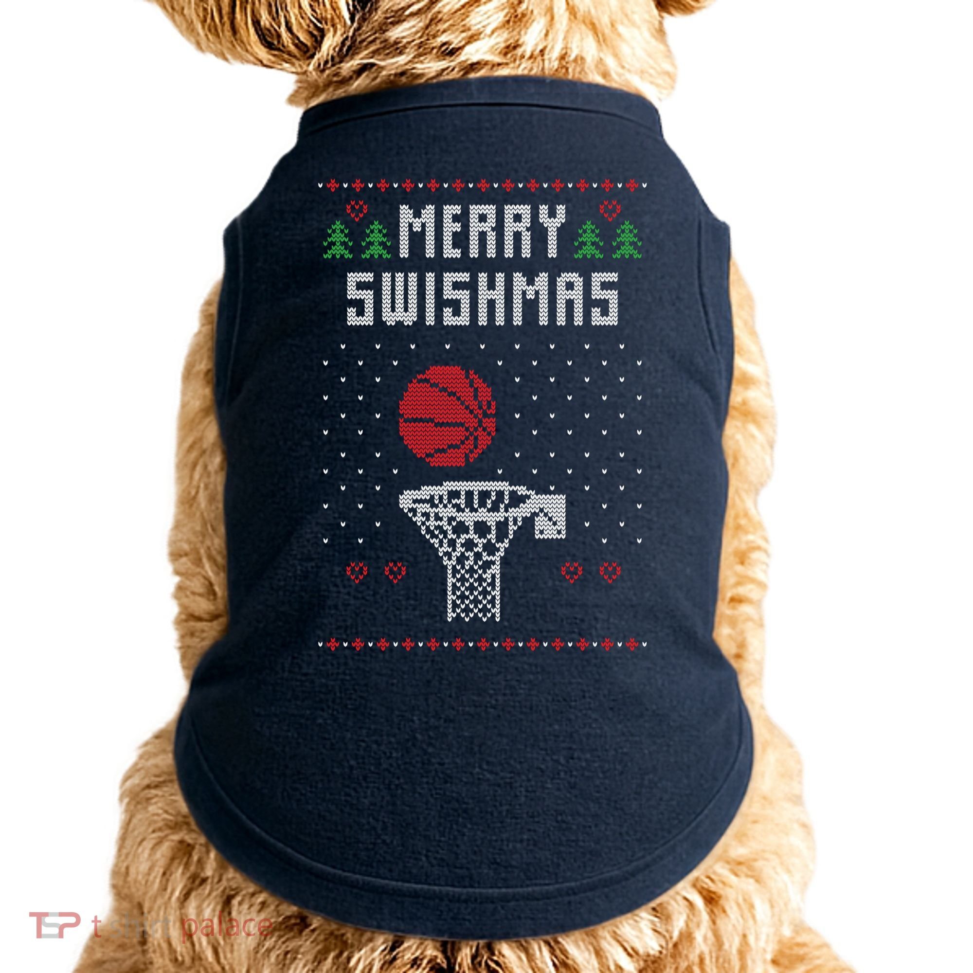 Funny Basketball Ugly Christmas Sweater Gift Merry Swishmas Doggie Tank