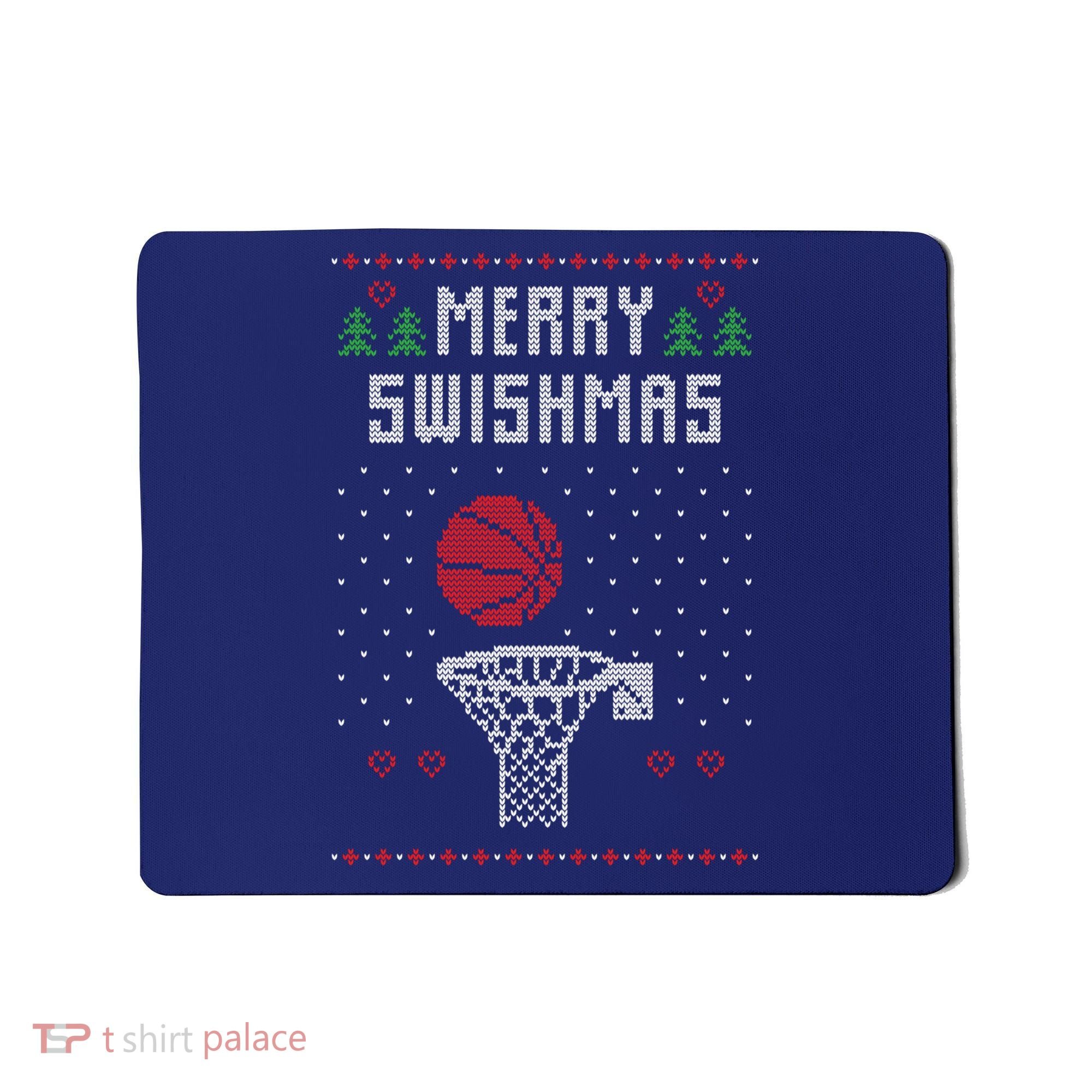 Funny Basketball Ugly Christmas Sweater Gift Merry Swishmas Mousepad