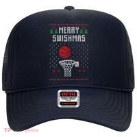 Funny Basketball Ugly Christmas Sweater Gift Merry Swishmas Hat thumb 0