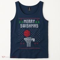 Funny Basketball Ugly Christmas Sweater Gift Merry Swishmas Tank Top thumb 2