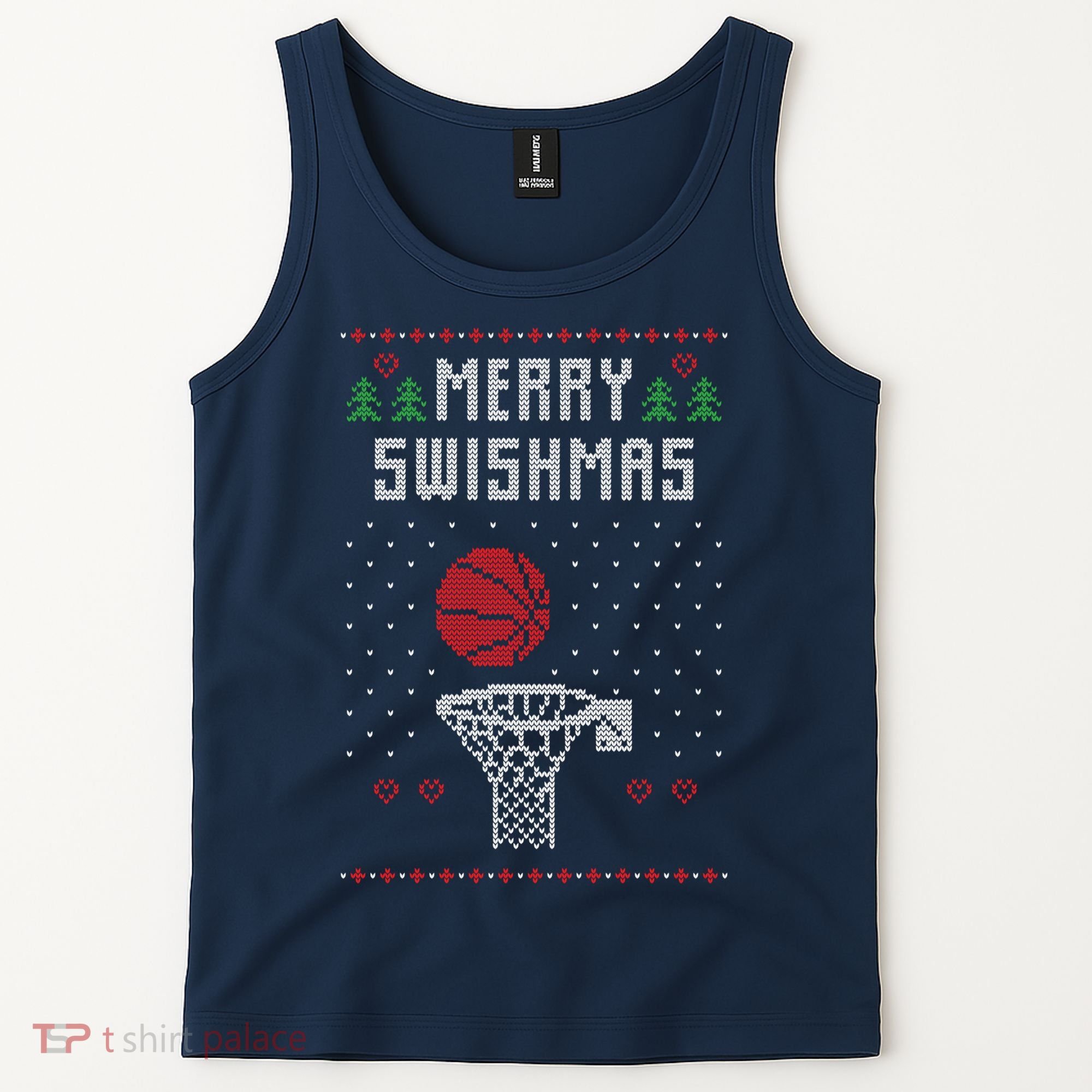 Funny Basketball Ugly Christmas Sweater Gift Merry Swishmas Tank Top