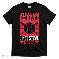 Funny Baseball Valentines Stealing Hearts Like I Steal Bases T-Shirt thumb 0