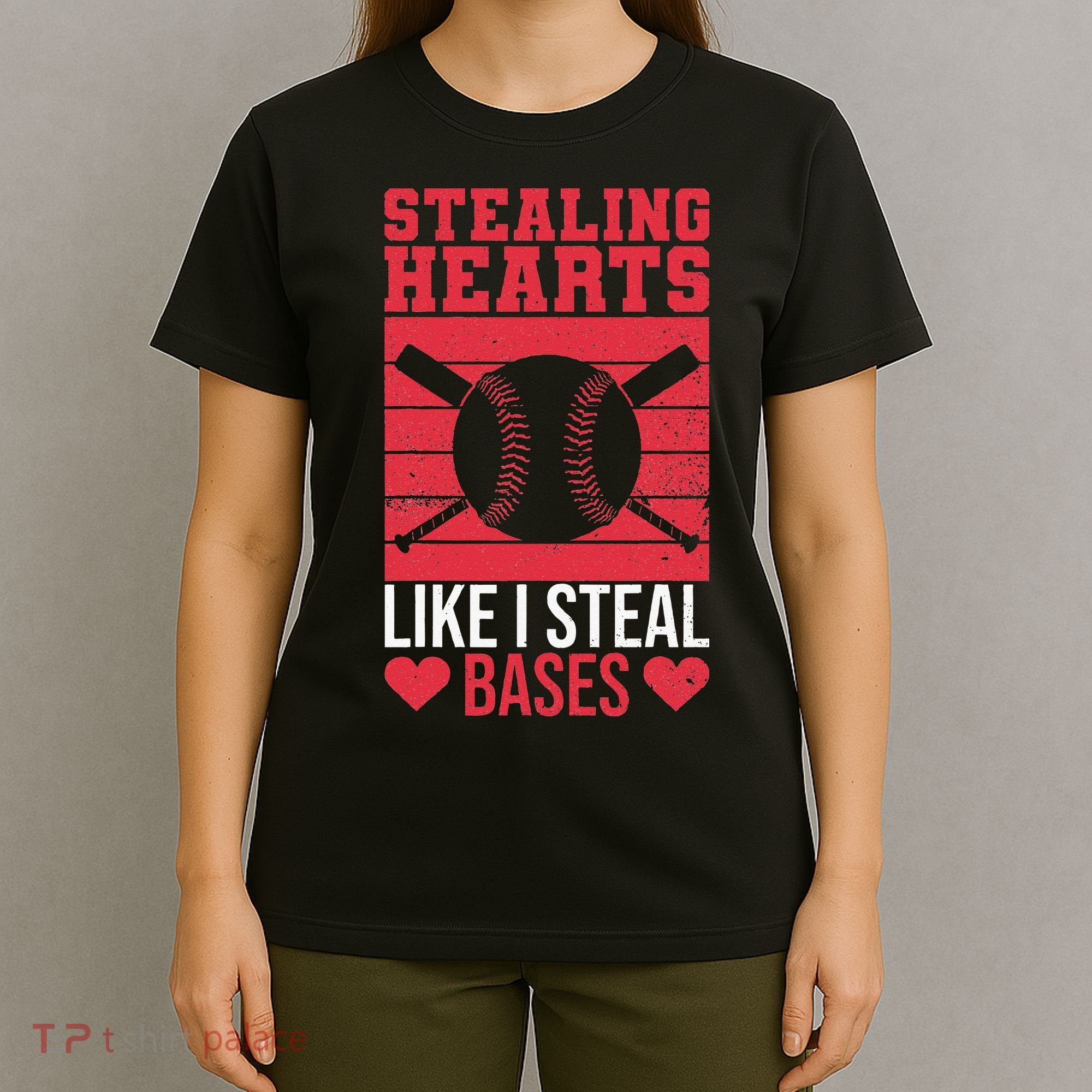 Funny Baseball Valentines Stealing Hearts Like I Steal Bases T-Shirt