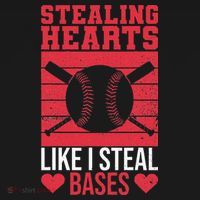 Funny Baseball Valentines Stealing Hearts Like I Steal Bases T-Shirt thumb 7