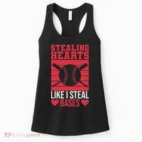 Funny Baseball Valentines Stealing Hearts Like I Steal Bases Women's Tank Top thumb 0