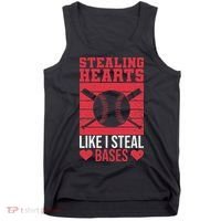 Funny Baseball Valentines Stealing Hearts Like I Steal Bases Tank Top thumb 0