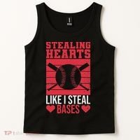 Funny Baseball Valentines Stealing Hearts Like I Steal Bases Tank Top thumb 2