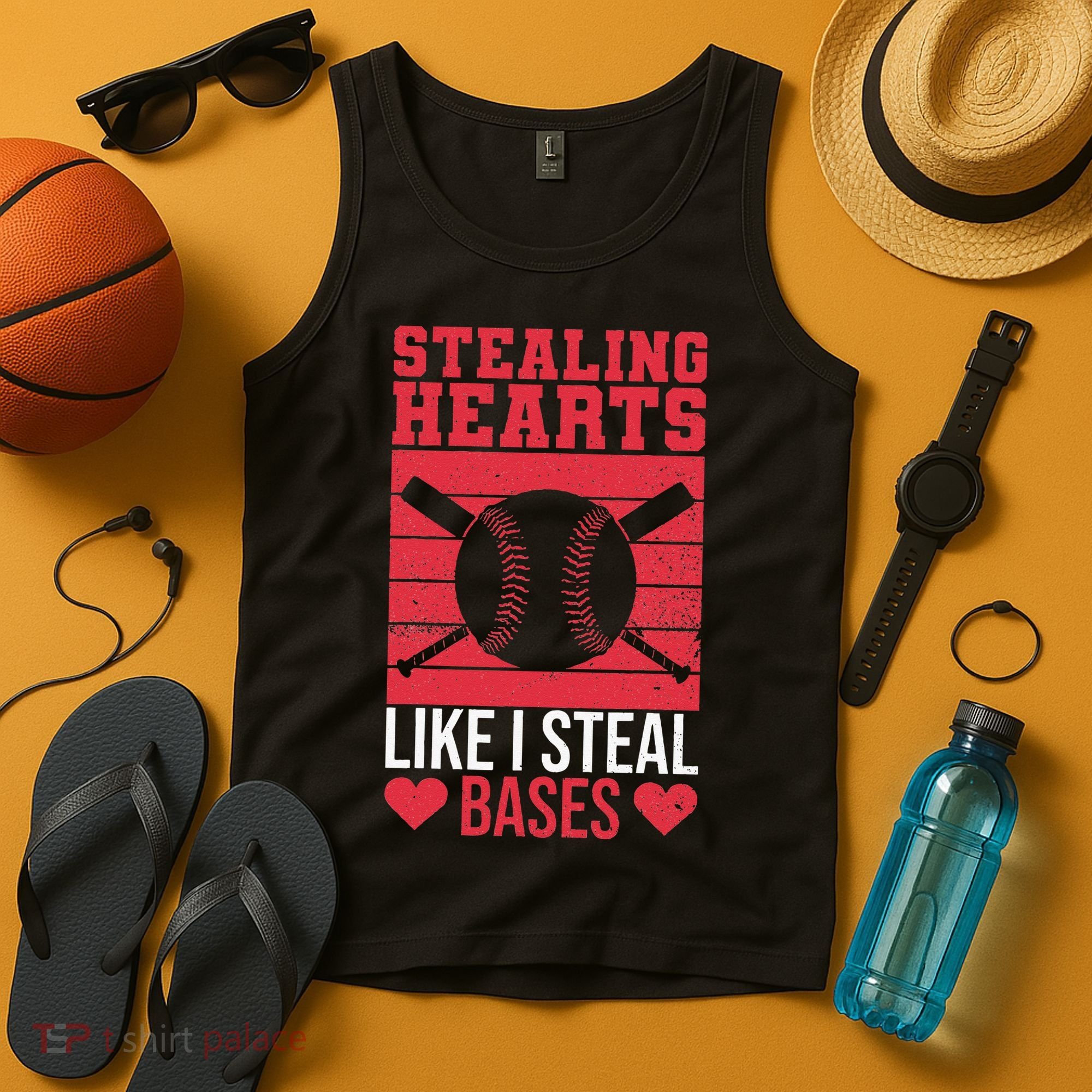 Funny Baseball Valentines Stealing Hearts Like I Steal Bases Tank Top