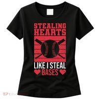 Funny Baseball Valentines Stealing Hearts Like I Steal Bases Women's T-Shirt thumb 0