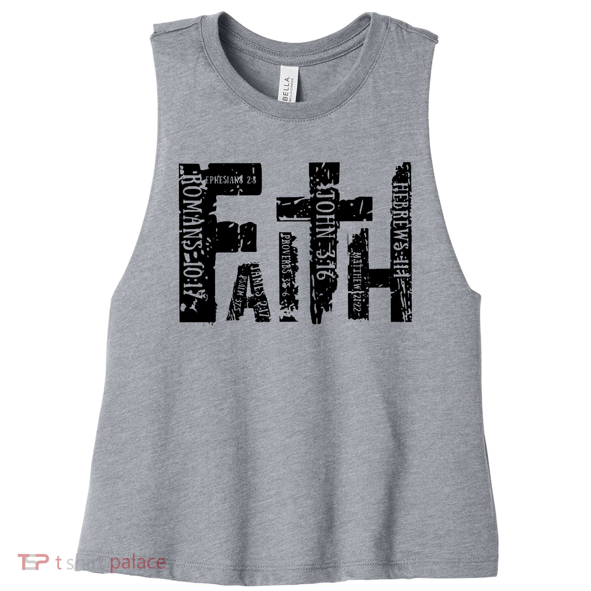 Faith Bible Verse Christian Quote Women's Racerback Cropped Tank