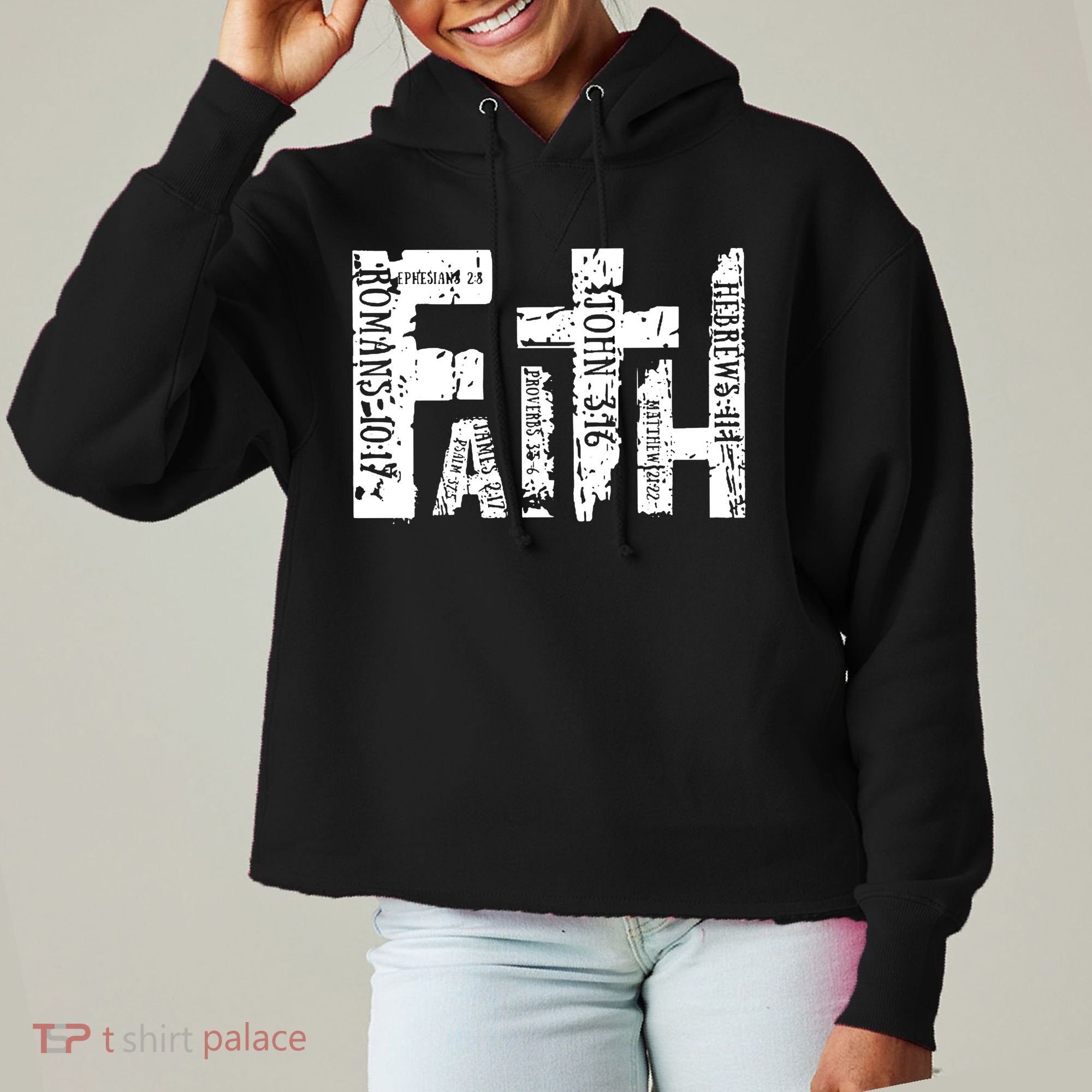 Faith Bible Verse Christian Quote Ladies Heavyweight Boxy Pullover Hoodie