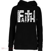 Faith Bible Verse Christian Quote Womens Funnel Neck Pullover Hood thumb 0