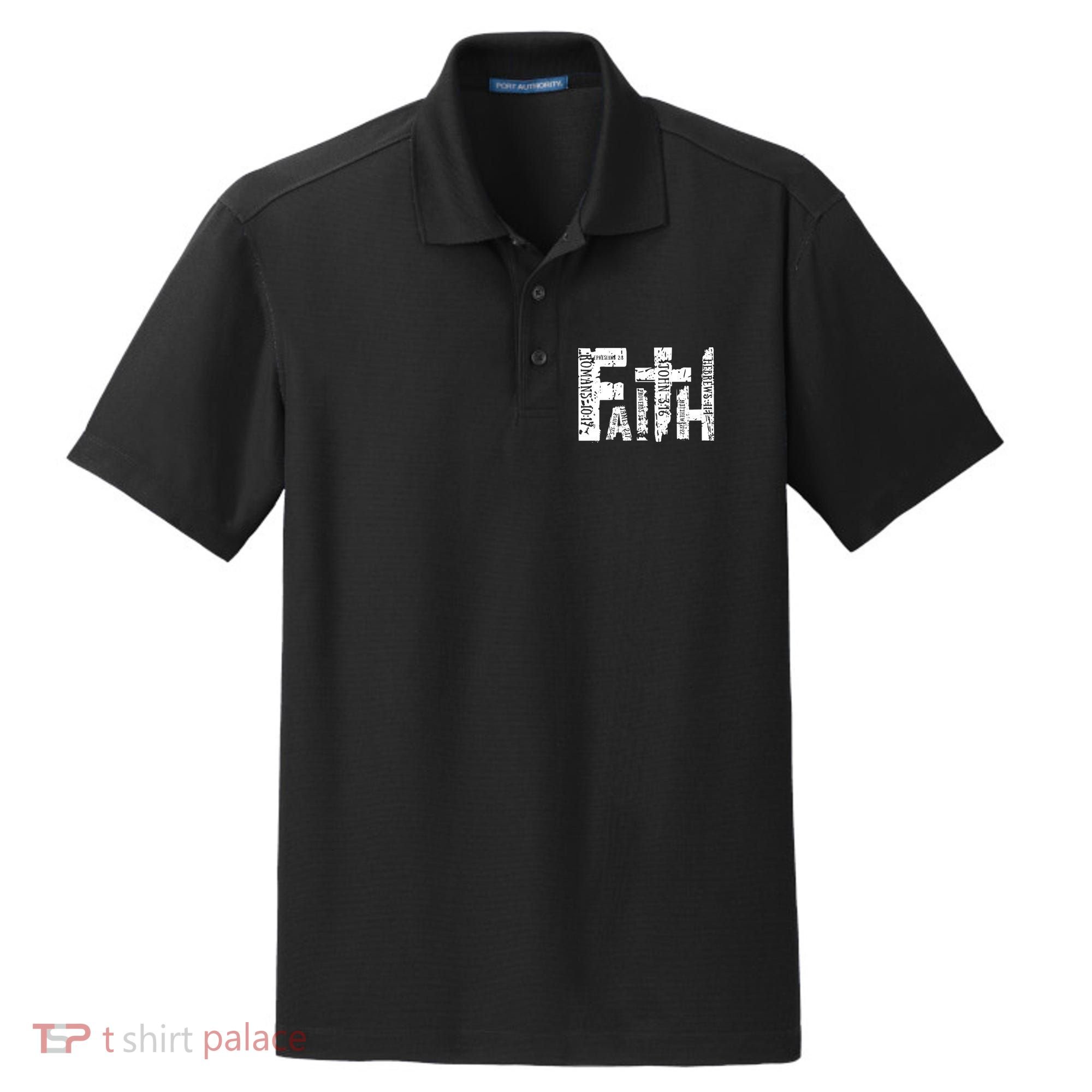 Faith Bible Verse Christian Quote Dry Zone Grid Polo
