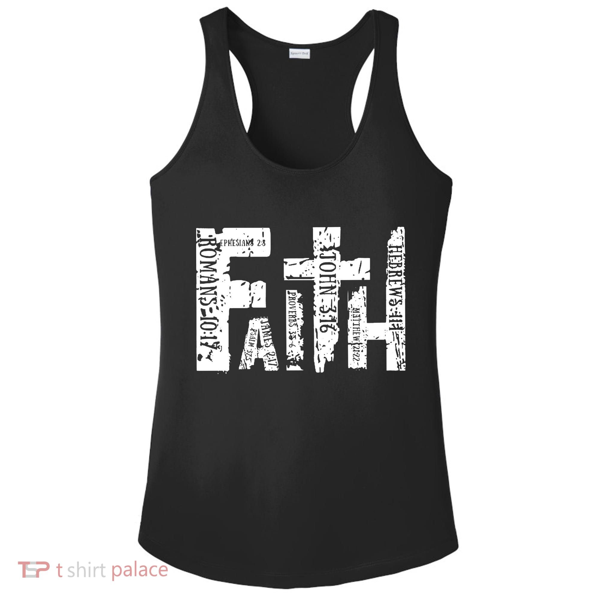 Faith Bible Verse Christian Quote Ladies PosiCharge Competitor Racerback Tank