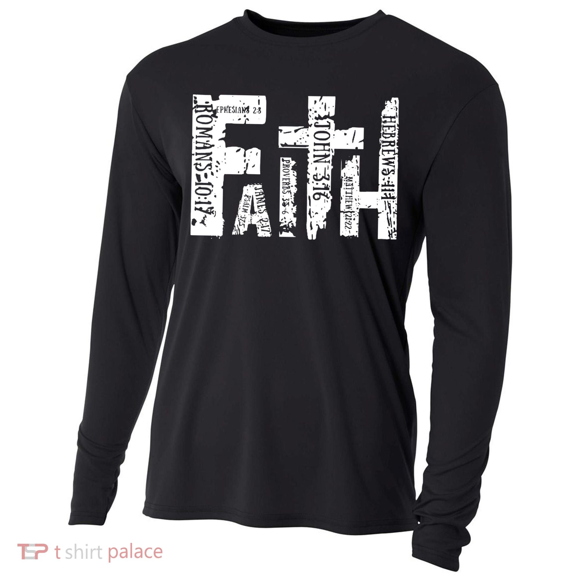 Faith Bible Verse Christian Quote Cooling Performance Long Sleeve Crew