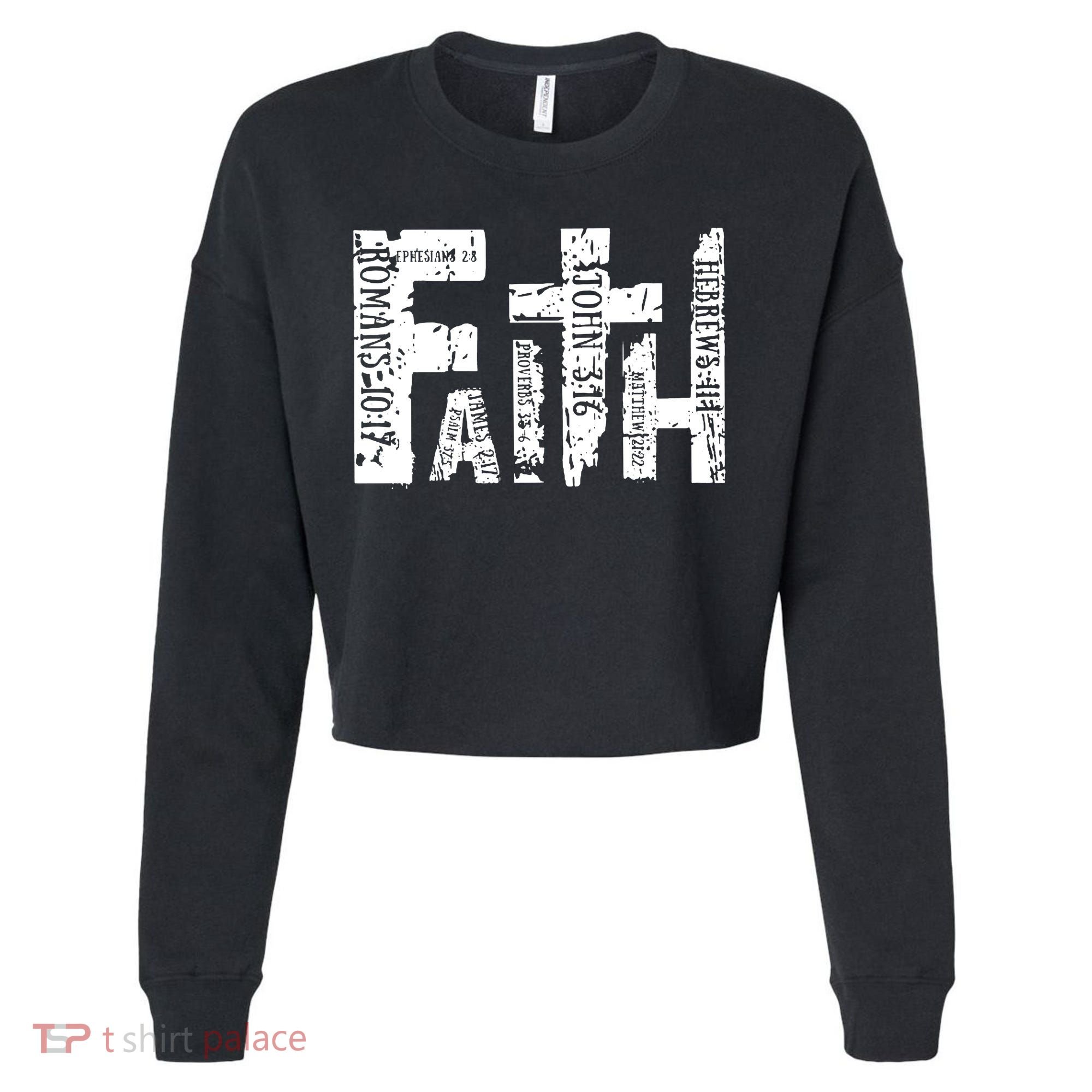 Faith Bible Verse Christian Quote Cropped Pullover Crew