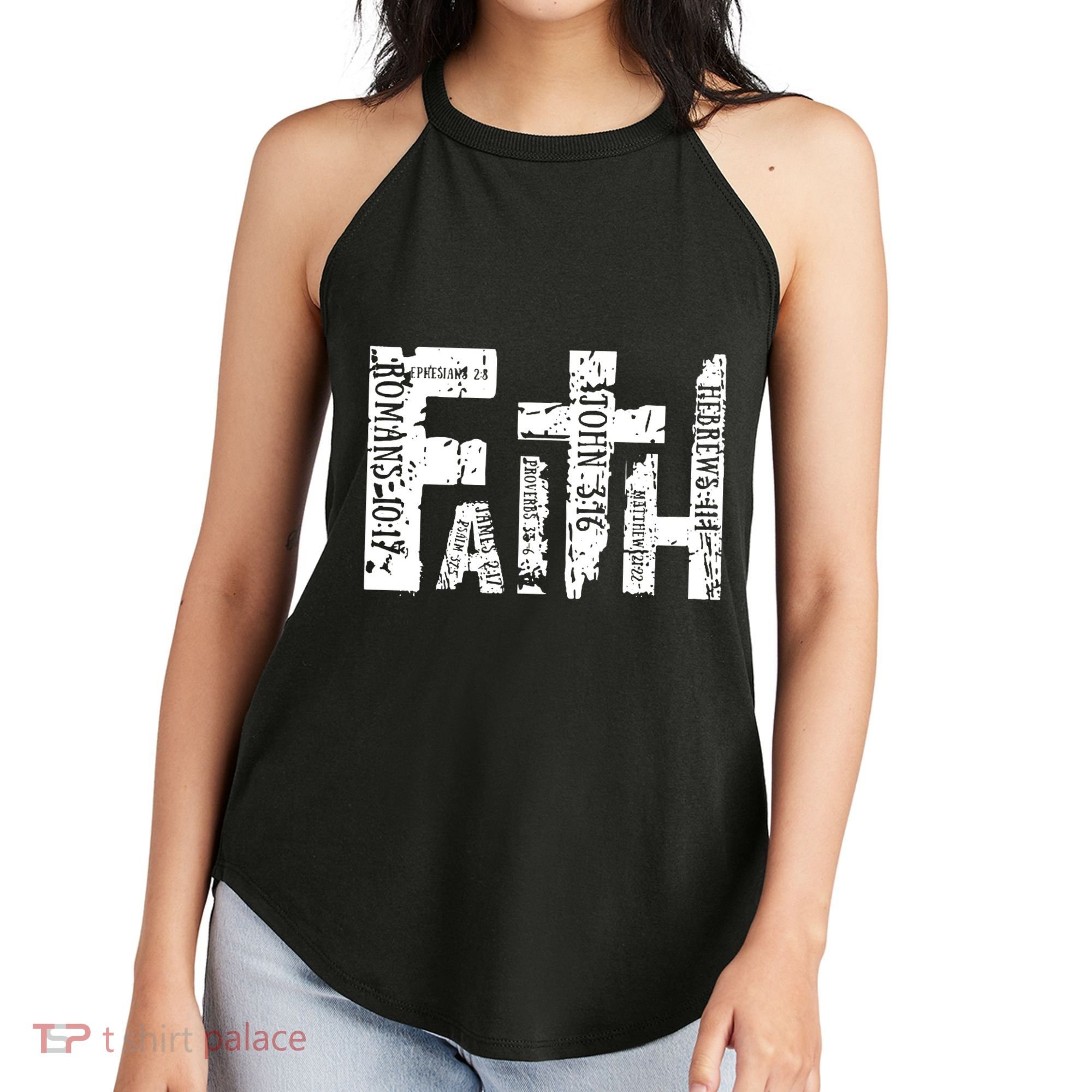 Faith Bible Verse Christian Quote Women's Perfect Tri Rocker Tank