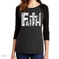 Faith Bible Verse Christian Quote Women's Tri-Blend 3/4-Sleeve Raglan Shirt thumb 2
