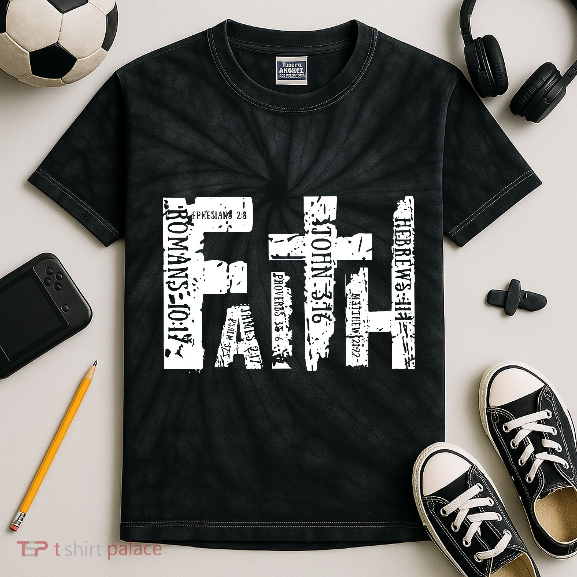 Faith Bible Verse Christian Quote Kids Tie-Dye T-Shirt