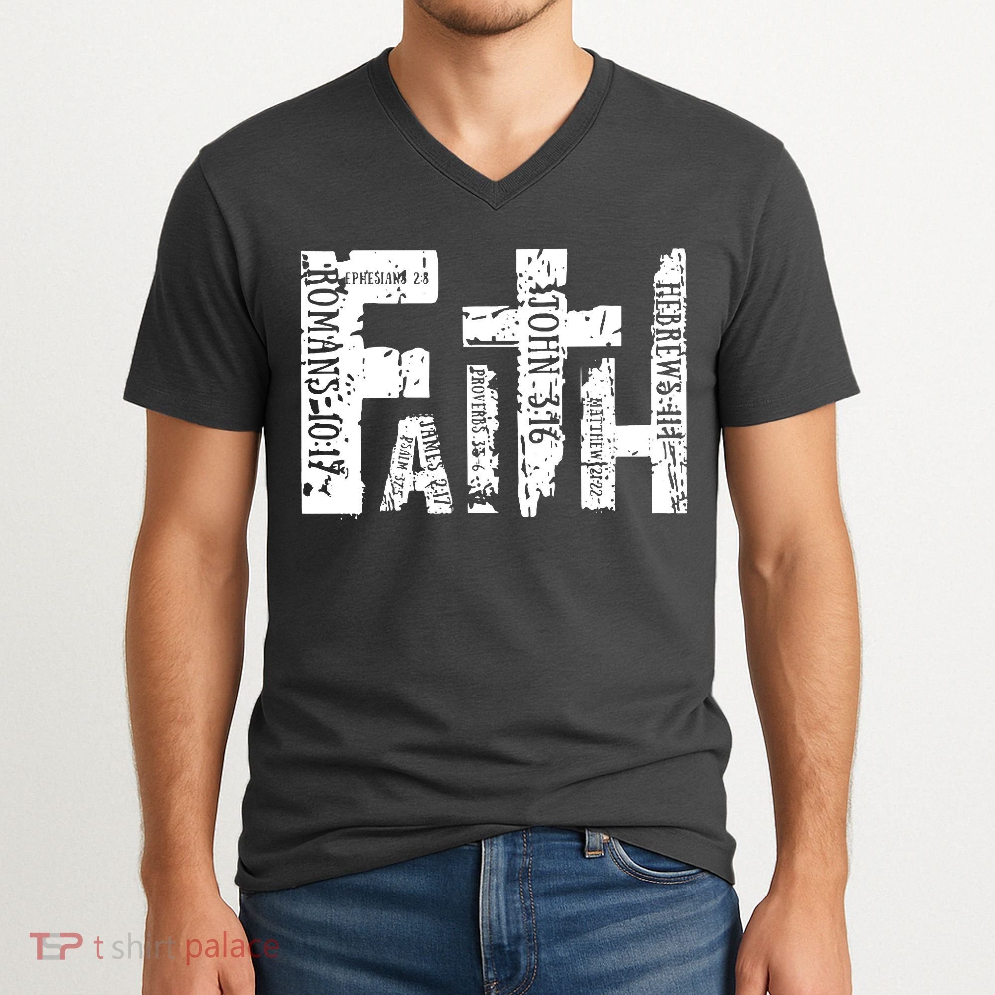 Faith Bible Verse Christian Quote V-Neck T-Shirt