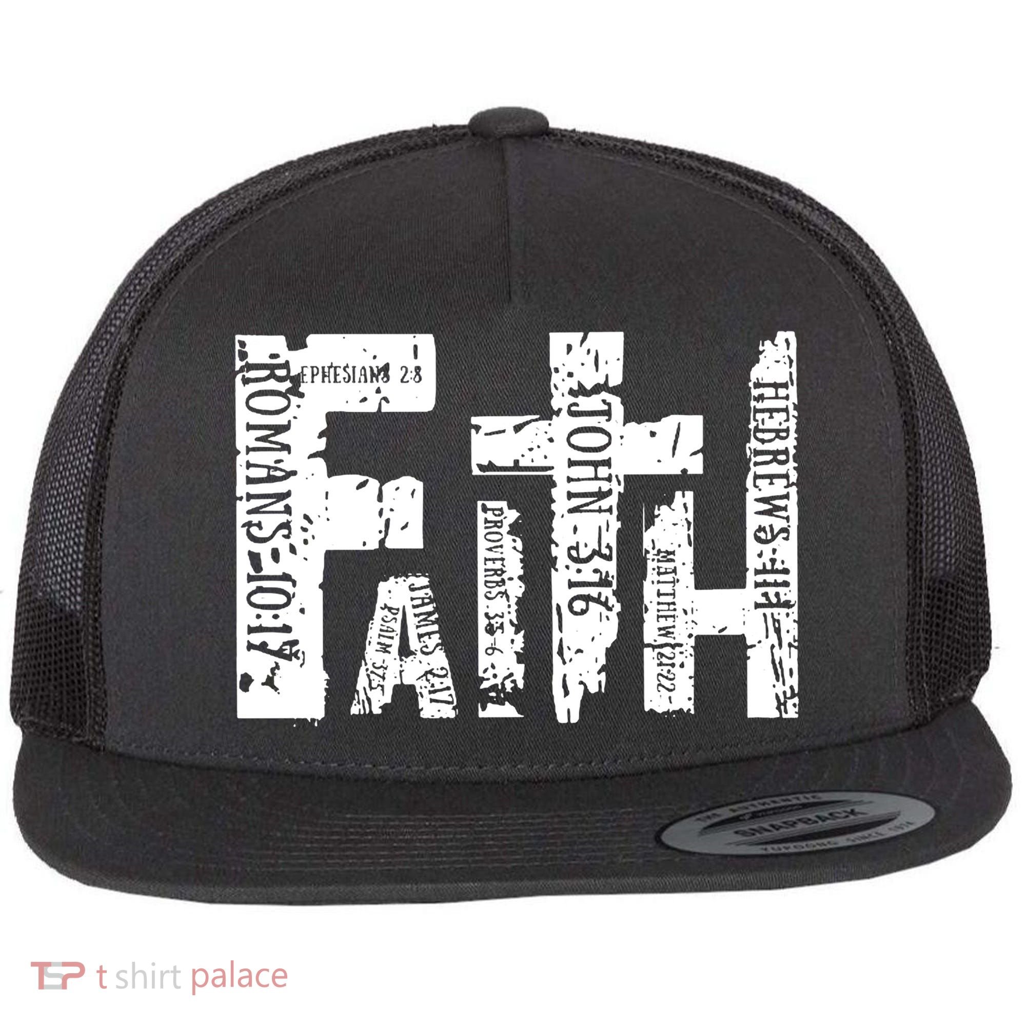 Faith Bible Verse Christian Quote Flat Bill Trucker Hat
