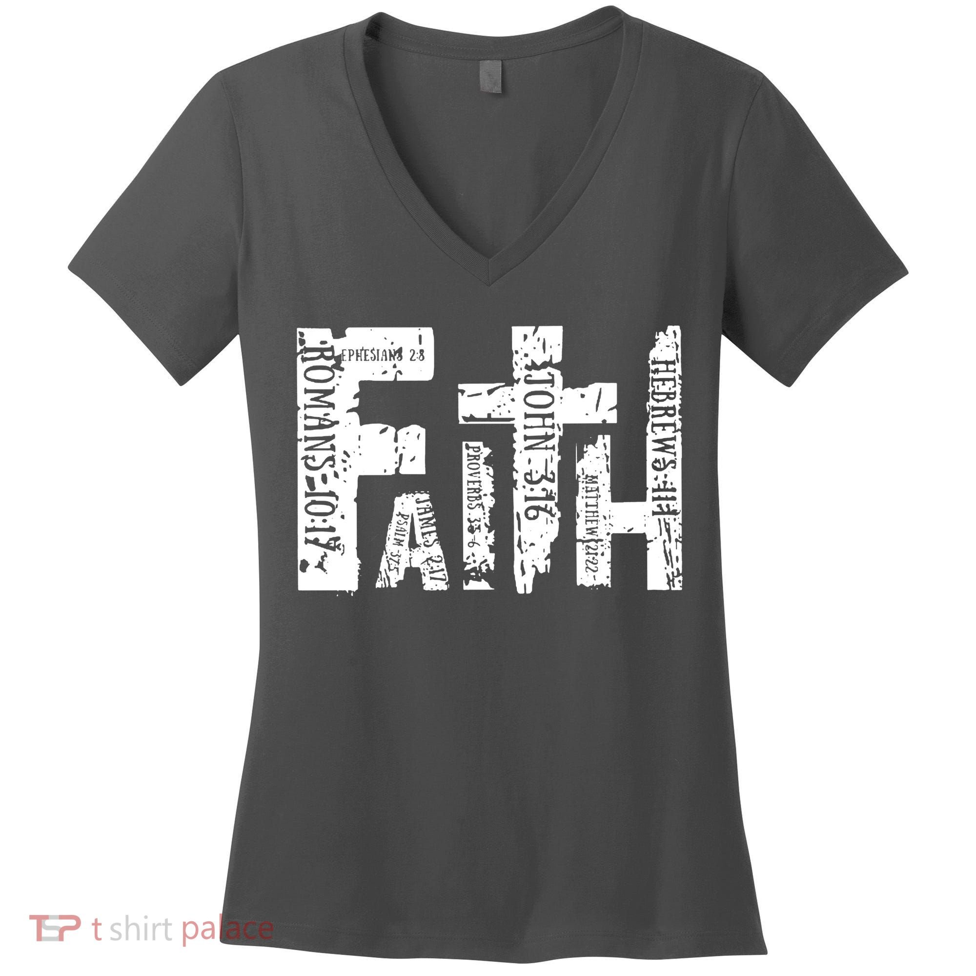 Faith Bible Verse Christian Quote Women's V-Neck T-Shirt