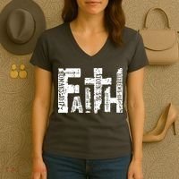 Faith Bible Verse Christian Quote Women's V-Neck T-Shirt thumb 3