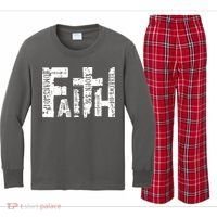 Faith Bible Verse Christian Quote Kids Long Sleeve Plaid Pajama Set thumb 0