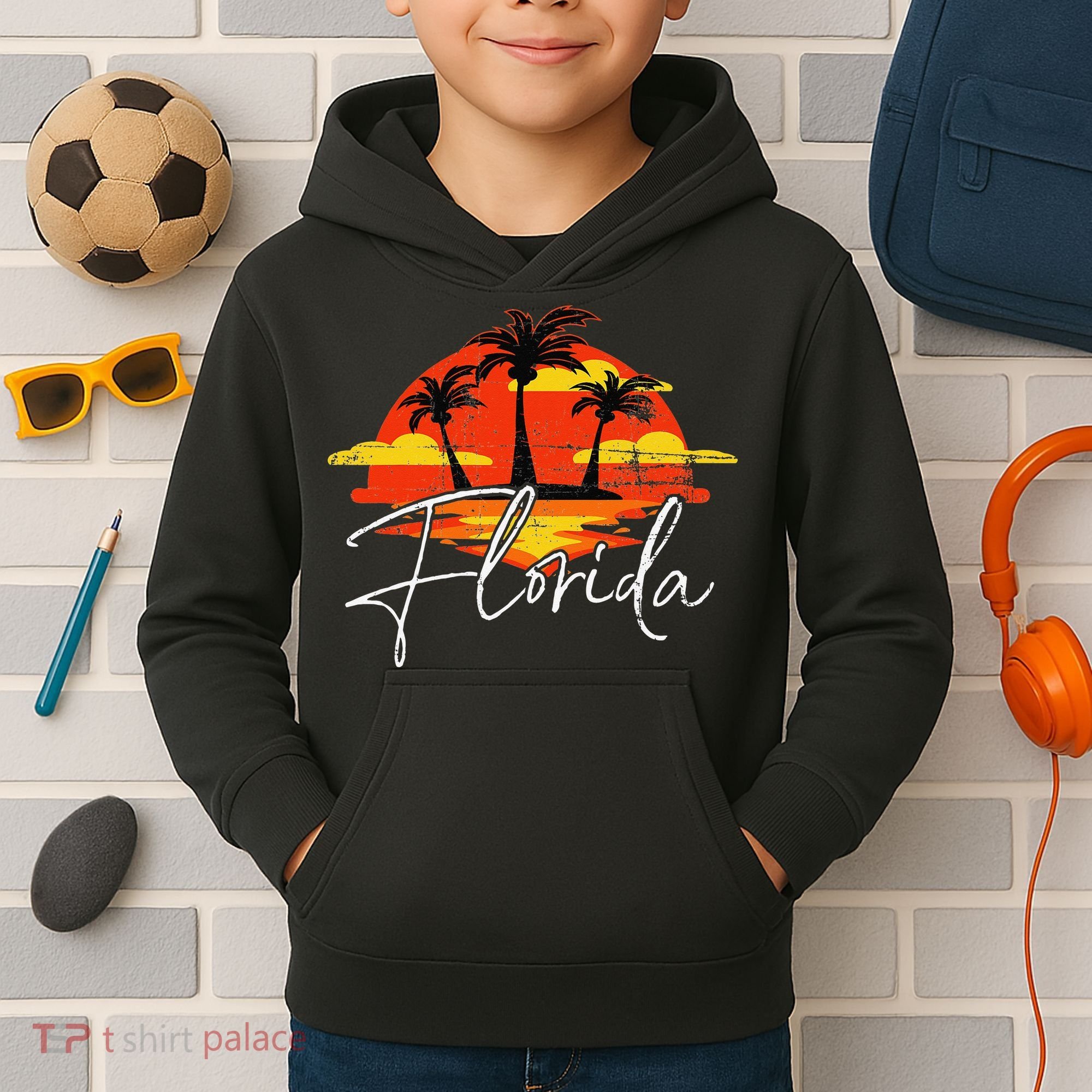 Florida Beach Vacation Art for ocean lovers Kids Hoodie