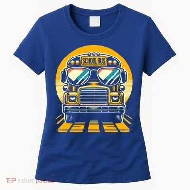 Funny Bus With Sunglasses School Bus Driver Back To School Funny Gift Women's T-Shirt